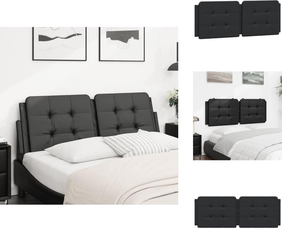 VidaXL Hoofdbordkussen Hoofdbordkussens Hoofdbord Kussen Hoofdeinde Kussen Hoofdbordkussen 140 cm kunstleer zwart - Foto 2