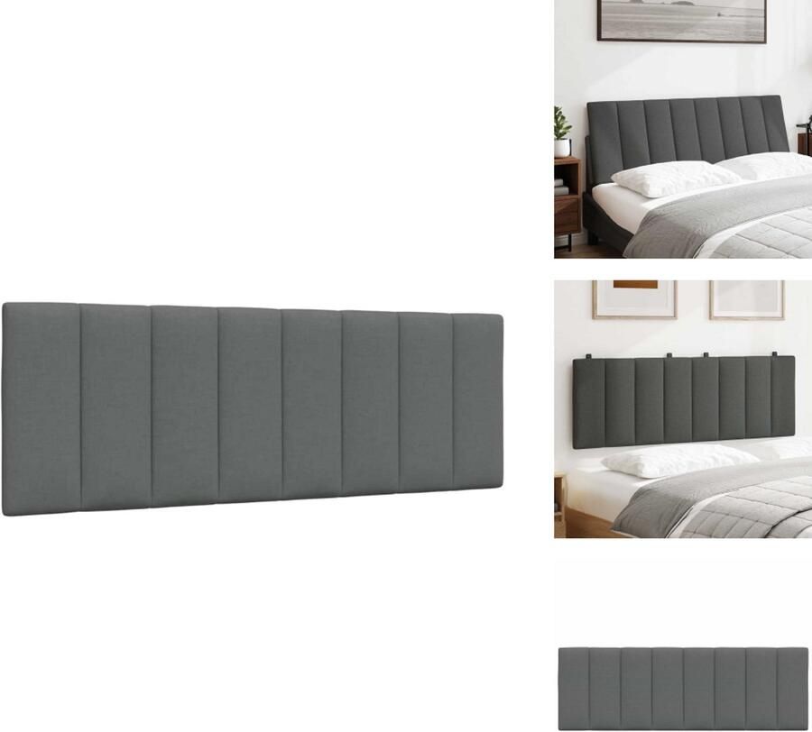 VidaXL Hoofdbordkussen Hoofdbordkussens Hoofdbord Kussen Hoofdeinde Kussen Hoofdbordkussen 140 cm stof donkergrijs