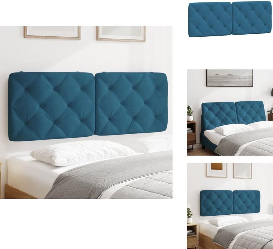 VidaXL Hoofdbordkussen Hoofdbordkussens Hoofdbord Kussen Hoofdeinde Kussen Hoofdbordkussen 140 cm fluweel blauw