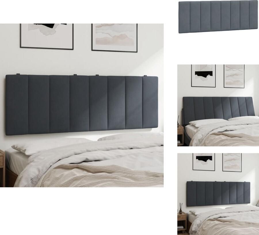 VidaXL Hoofdbordkussen Hoofdbordkussens Hoofdbord Kussen Hoofdeinde Kussen Hoofdbordkussen 140 cm fluweel donkergrijs