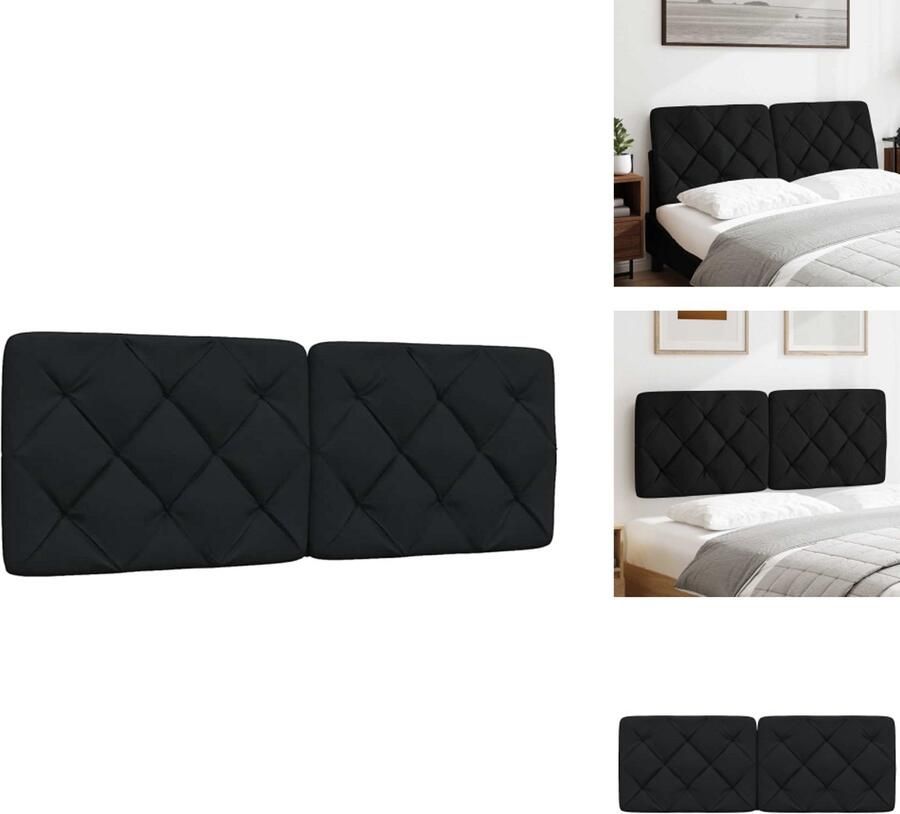 VidaXL Hoofdbordkussen Hoofdbordkussens Hoofdbord Kussen Hoofdeinde Kussen Hoofdbordkussen 140 cm stof zwart - Foto 2