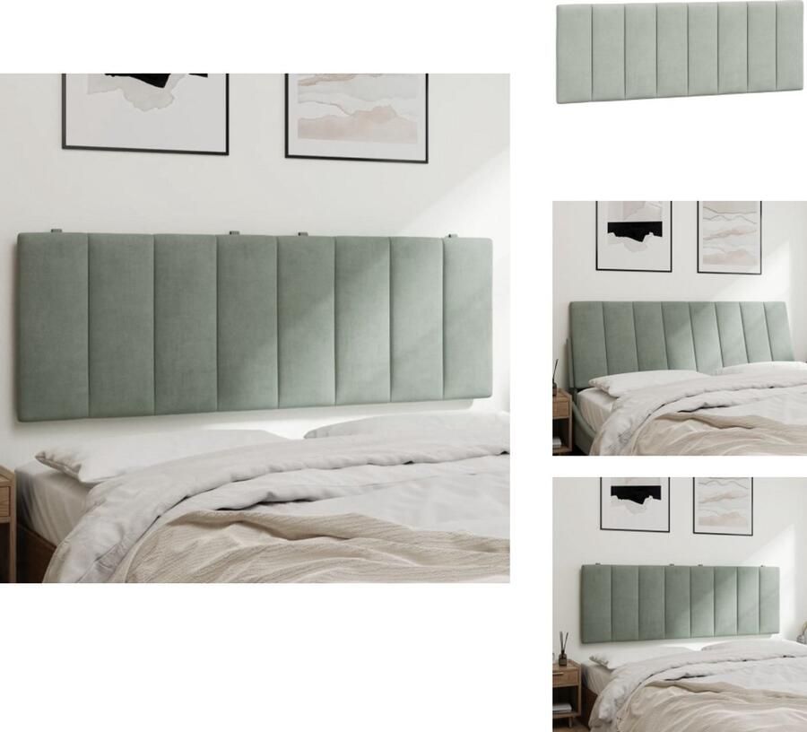 VidaXL Hoofdbordkussen Hoofdbordkussens Hoofdbord Kussen Hoofdeinde Kussen Hoofdbordkussen 140 cm velvet lichtgrijs - Foto 2