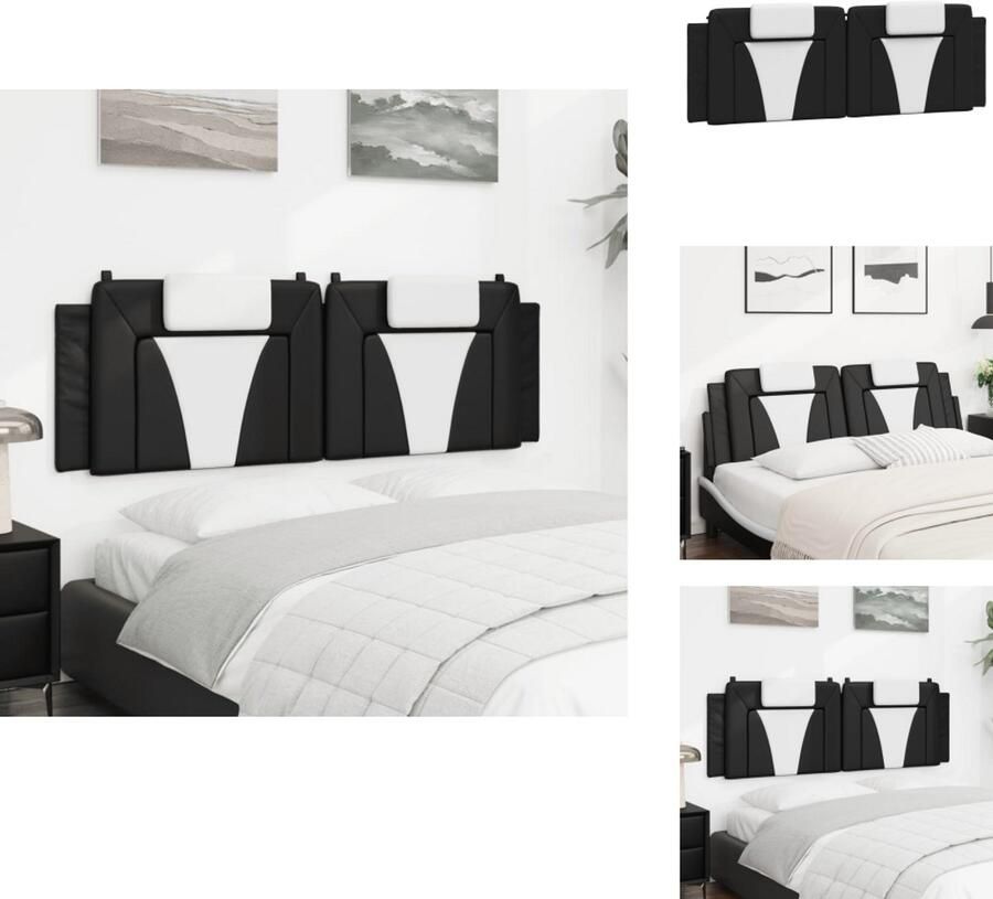 VidaXL Hoofdbordkussen Hoofdbordkussens Hoofdbord Kussen Hoofdeinde Kussen Hoofdbordkussen 160 cm kunstleer zwart en wit