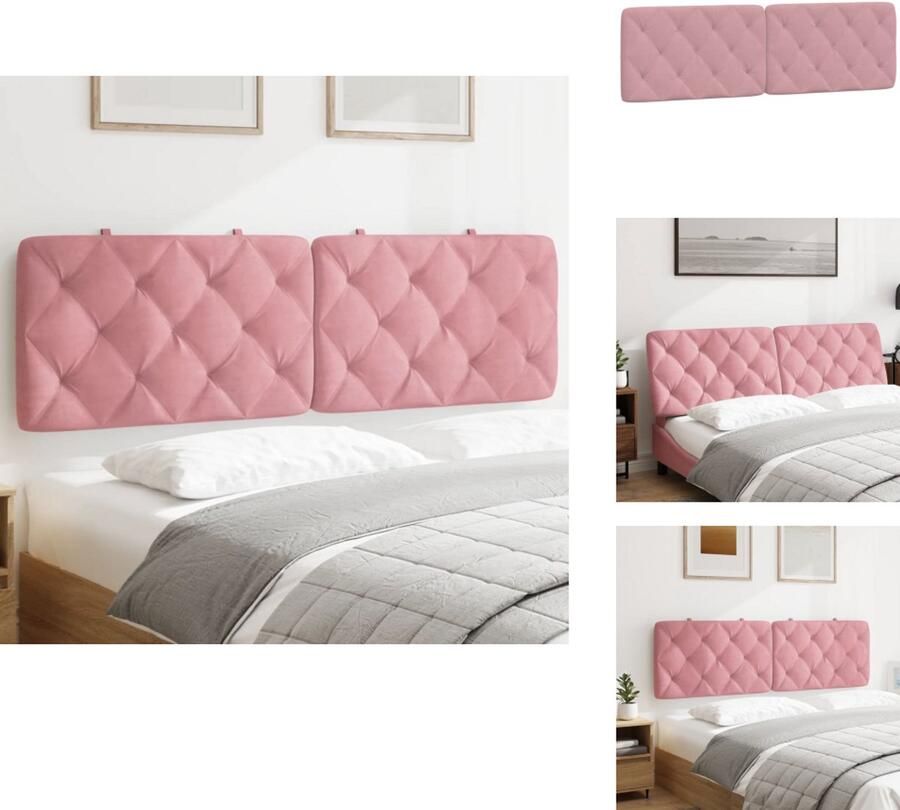 VidaXL Hoofdbordkussen Hoofdbordkussens Hoofdbord Kussen Hoofdeinde Kussen Hoofdbordkussen 160 cm fluweel roze