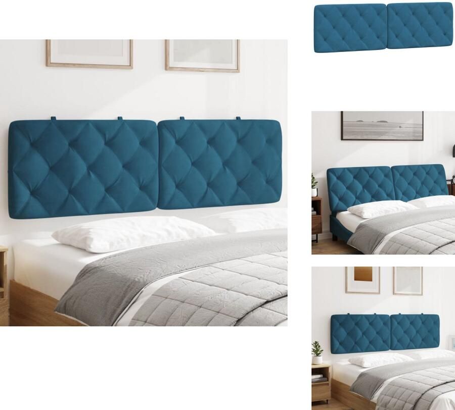 VidaXL Hoofdbordkussen Hoofdbordkussens Hoofdbord Kussen Hoofdeinde Kussen Hoofdbordkussen 160 cm fluweel blauw