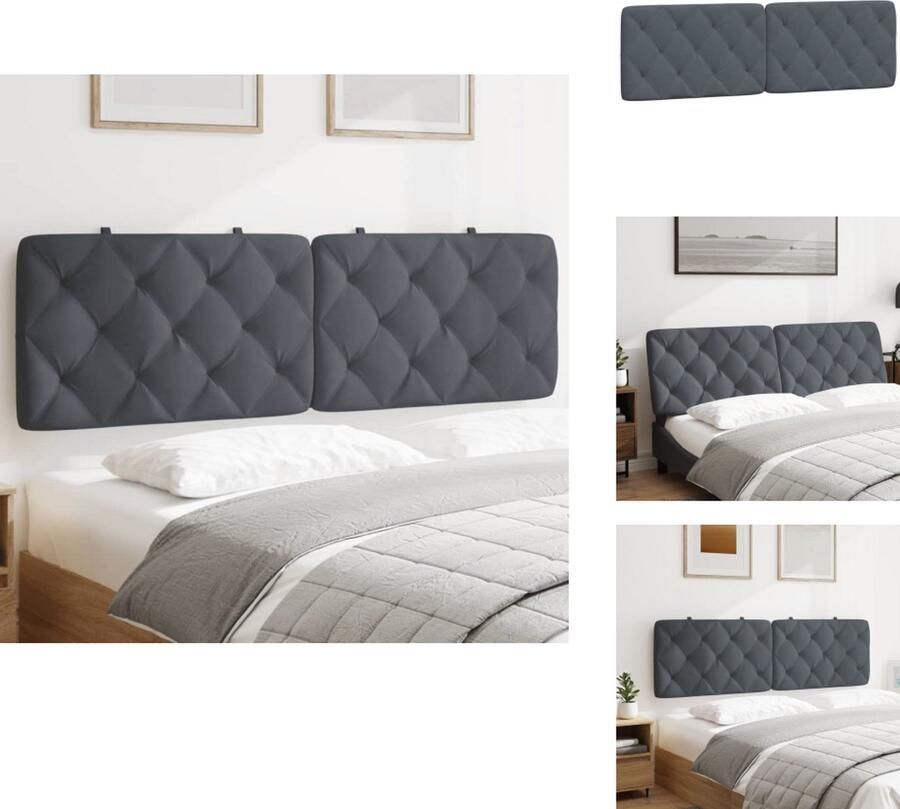 VidaXL Hoofdbordkussen Hoofdbordkussens Hoofdbord Kussen Hoofdeinde Kussen Hoofdbordkussen 160 cm fluweel donkergrijs - Foto 2