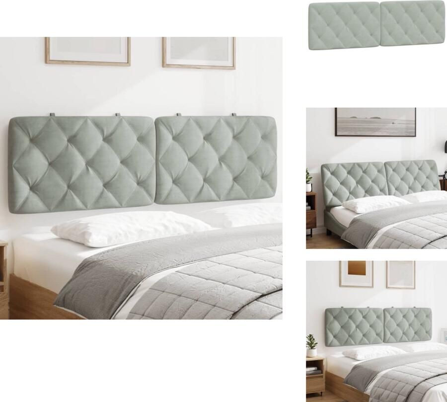 VidaXL Hoofdbordkussen Hoofdbordkussens Hoofdbord Kussen Hoofdeinde Kussen Hoofdbordkussen 160 cm fluweel lichtgrijs