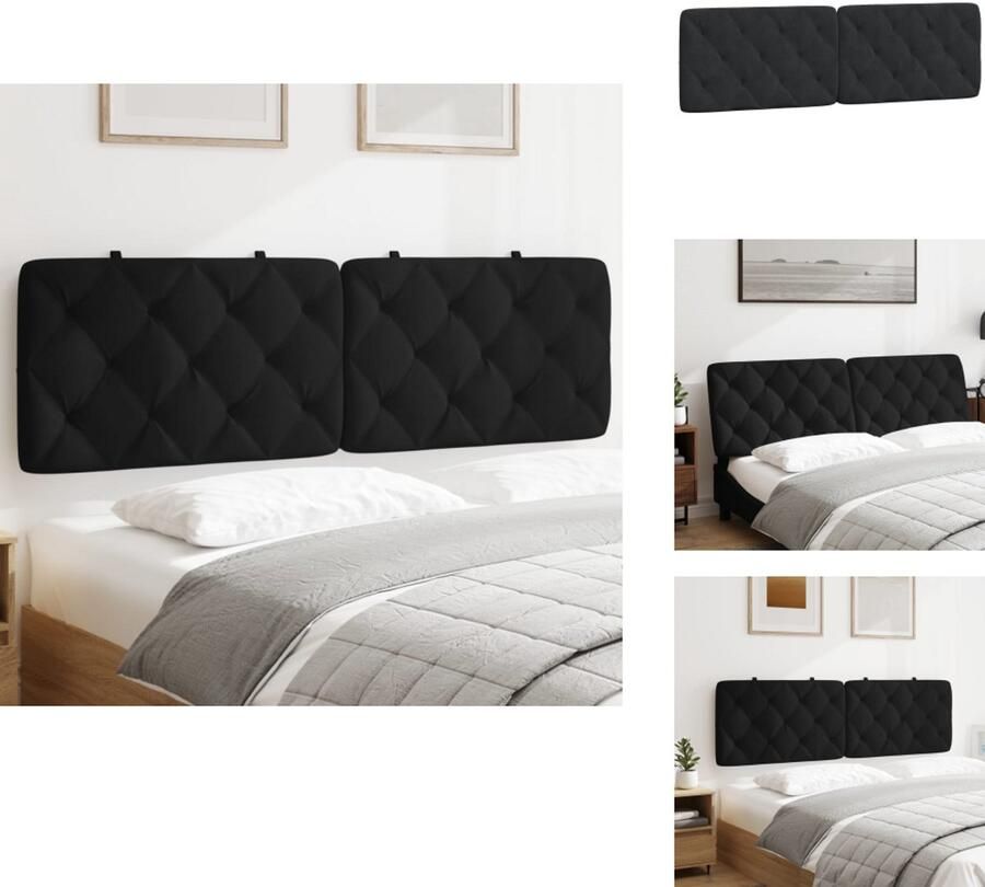 VidaXL Hoofdbordkussen Hoofdbordkussens Hoofdbord Kussen Hoofdeinde Kussen Hoofdbordkussen 160 cm fluweel zwart