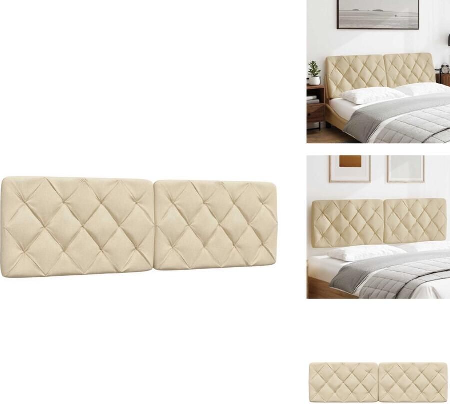 VidaXL Hoofdbordkussen Hoofdbordkussens Hoofdbord Kussen Hoofdeinde Kussen Hoofdbordkussen 160 cm stof crèmekleurig