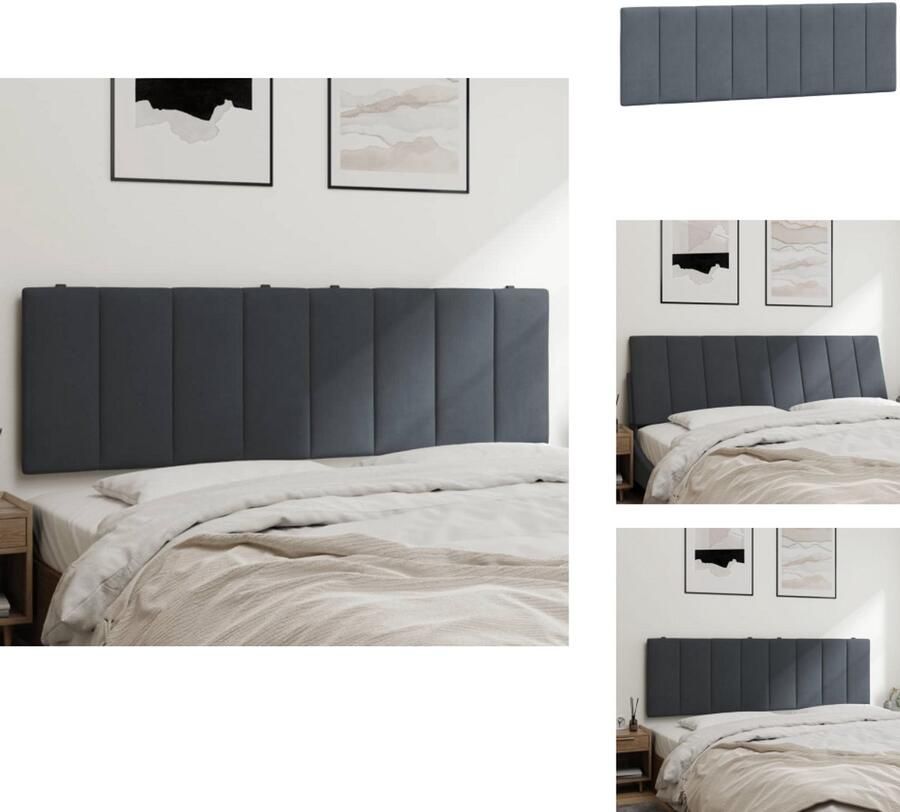 VidaXL Hoofdbordkussen Hoofdbordkussens Hoofdbord Kussen Hoofdeinde Kussen Hoofdbordkussen 160 cm fluweel donkergrijs