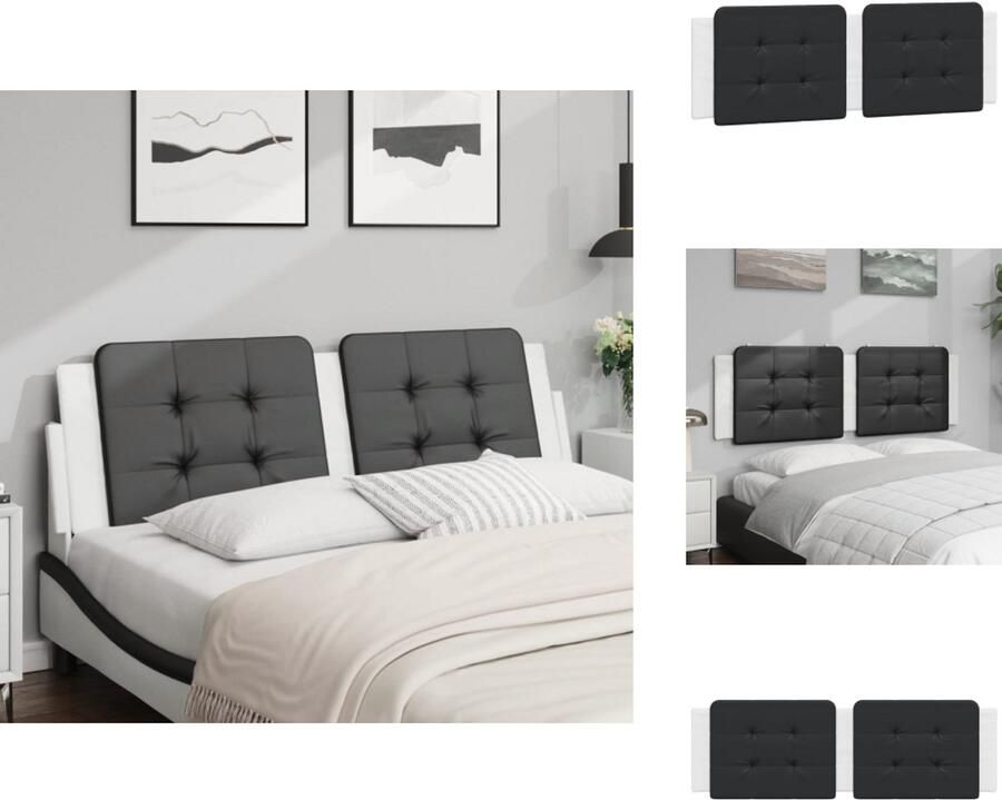 VidaXL Hoofdbordkussen Hoofdbordkussens Hoofdbord Kussen Hoofdeinde Kussen Hoofdbordkussen 160 cm kunstleer zwart en wit - Foto 2