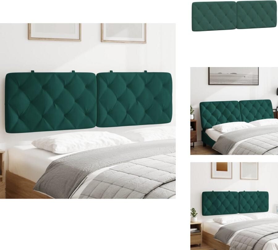 VidaXL Hoofdbordkussen Hoofdbordkussens Hoofdbord Kussen Hoofdeinde Kussen Hoofdbordkussen 160 cm fluweel donkergroen