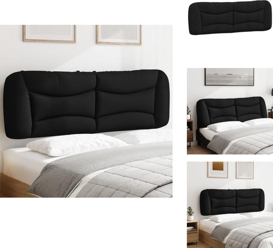 VidaXL Hoofdbordkussen Hoofdbordkussens Hoofdbord Kussen Hoofdeinde Kussen Hoofdbordkussen 160 cm stof zwart - Foto 2