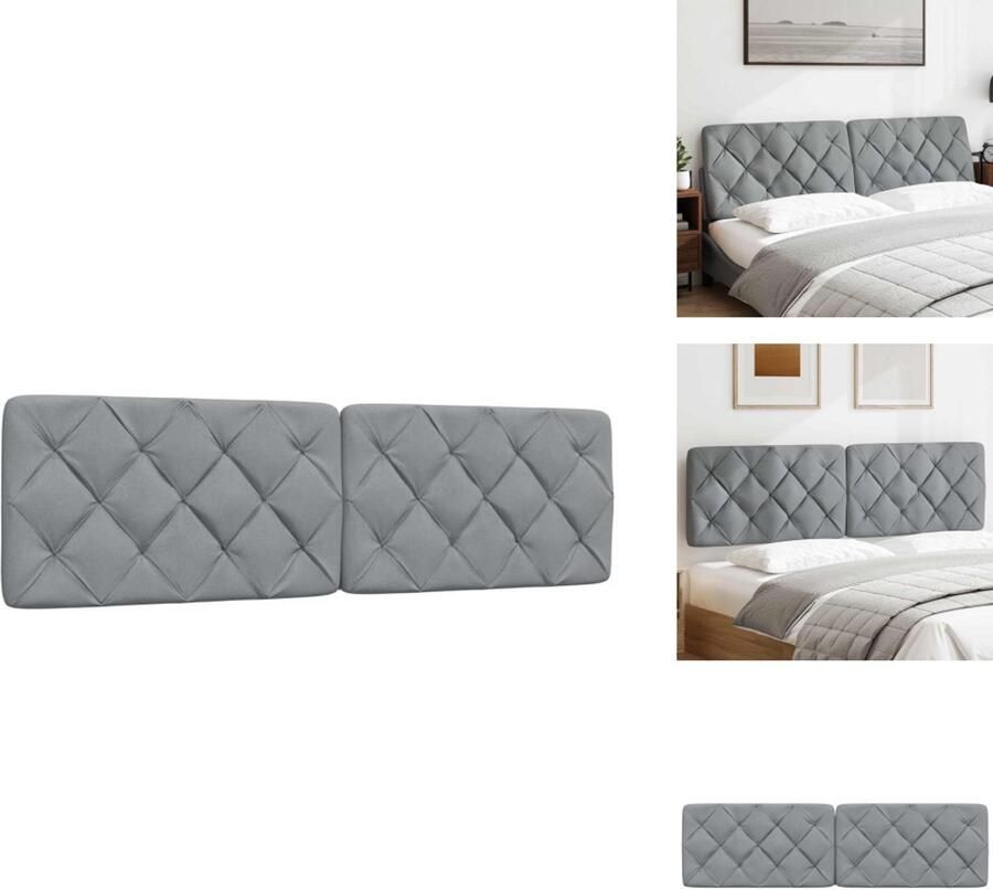 VidaXL Hoofdbordkussen Hoofdbordkussens Hoofdbord Kussen Hoofdeinde Kussen Hoofdbordkussen 180 cm stof lichtgrijs - Foto 2