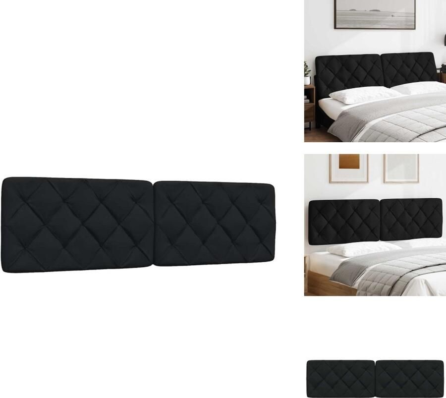 VidaXL Hoofdbordkussen Hoofdbordkussens Hoofdbord Kussen Hoofdeinde Kussen Hoofdbordkussen 180 cm stof zwart