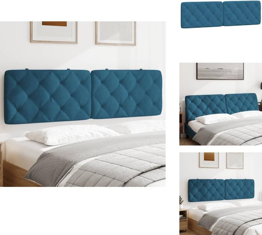 VidaXL Hoofdbordkussen Hoofdbordkussens Hoofdbord Kussen Hoofdeinde Kussen Hoofdbordkussen 180 cm fluweel blauw