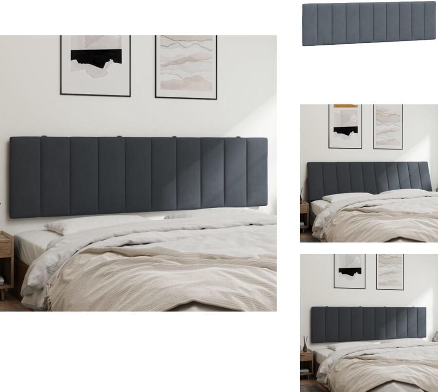 VidaXL Hoofdbordkussen Hoofdbordkussens Hoofdbord Kussen Hoofdeinde Kussen Hoofdbordkussen 180 cm fluweel donkergrijs - Foto 2