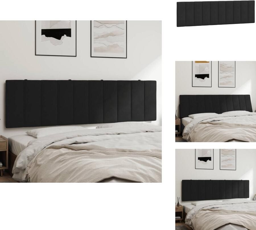 VidaXL Hoofdbordkussen Hoofdbordkussens Hoofdbord Kussen Hoofdeinde Kussen Hoofdbordkussen 180 cm fluweel zwart - Foto 2