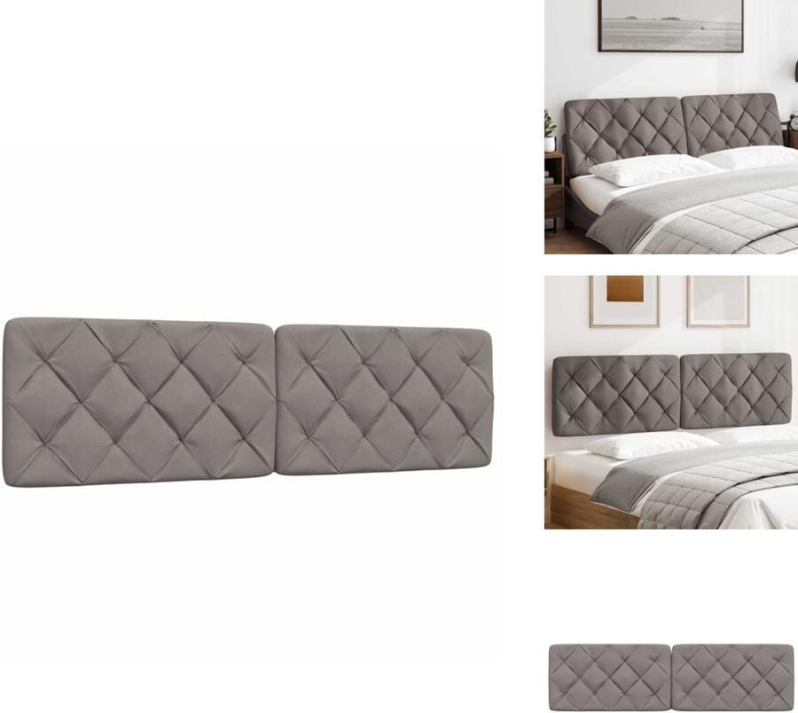 VidaXL Hoofdbordkussen Hoofdbordkussens Hoofdbord Kussen Hoofdeinde Kussen Hoofdbordkussen 180 cm stof taupe