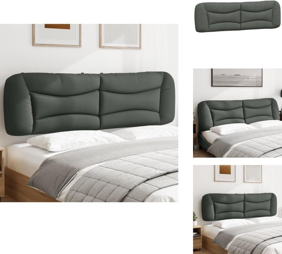 VidaXL Hoofdbordkussen Hoofdbordkussens Hoofdbord Kussen Hoofdeinde Kussen Hoofdbordkussen 180 cm stof donkergrijs