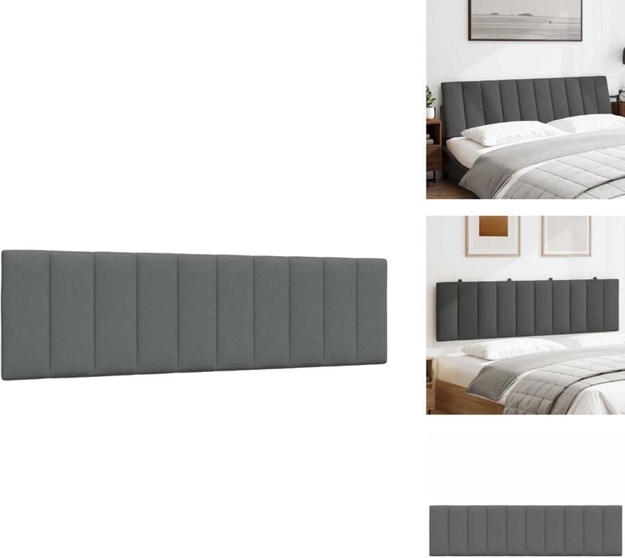 VidaXL Hoofdbordkussen Hoofdbordkussens Hoofdbord Kussen Hoofdeinde Kussen Hoofdbordkussen 180 cm stof donkergrijs