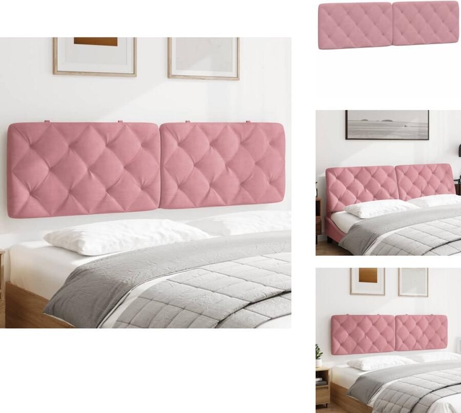 VidaXL Hoofdbordkussen Hoofdbordkussens Hoofdbord Kussen Hoofdeinde Kussen Hoofdbordkussen 180 cm fluweel roze