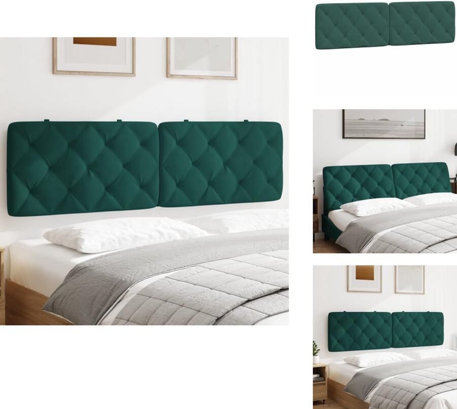 VidaXL Hoofdbordkussen Hoofdbordkussens Hoofdbord Kussen Hoofdeinde Kussen Hoofdbordkussen 180 cm fluweel donkergroen