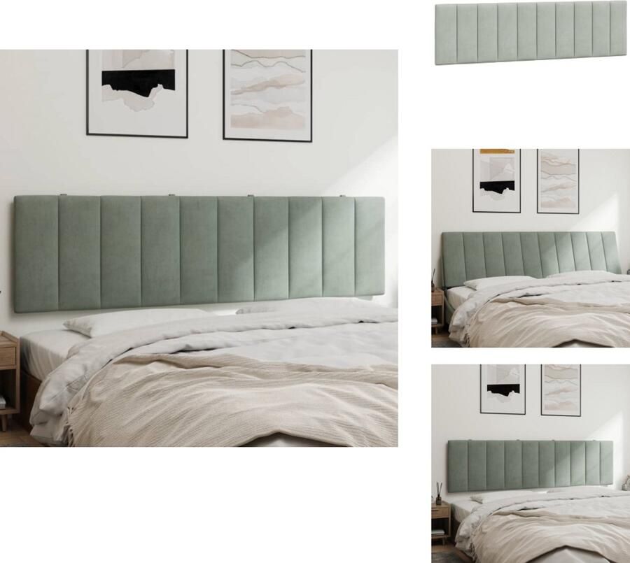 VidaXL Hoofdbordkussen Hoofdbordkussens Hoofdbord Kussen Hoofdeinde Kussen Hoofdbordkussen 180 cm fluweel lichtgrijs - Foto 2