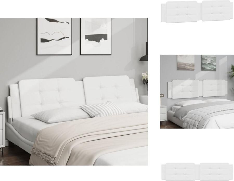 VidaXL Hoofdbordkussen Hoofdbordkussens Hoofdbord Kussen Hoofdeinde Kussen Hoofdbordkussen 200 cm kunstleer wit