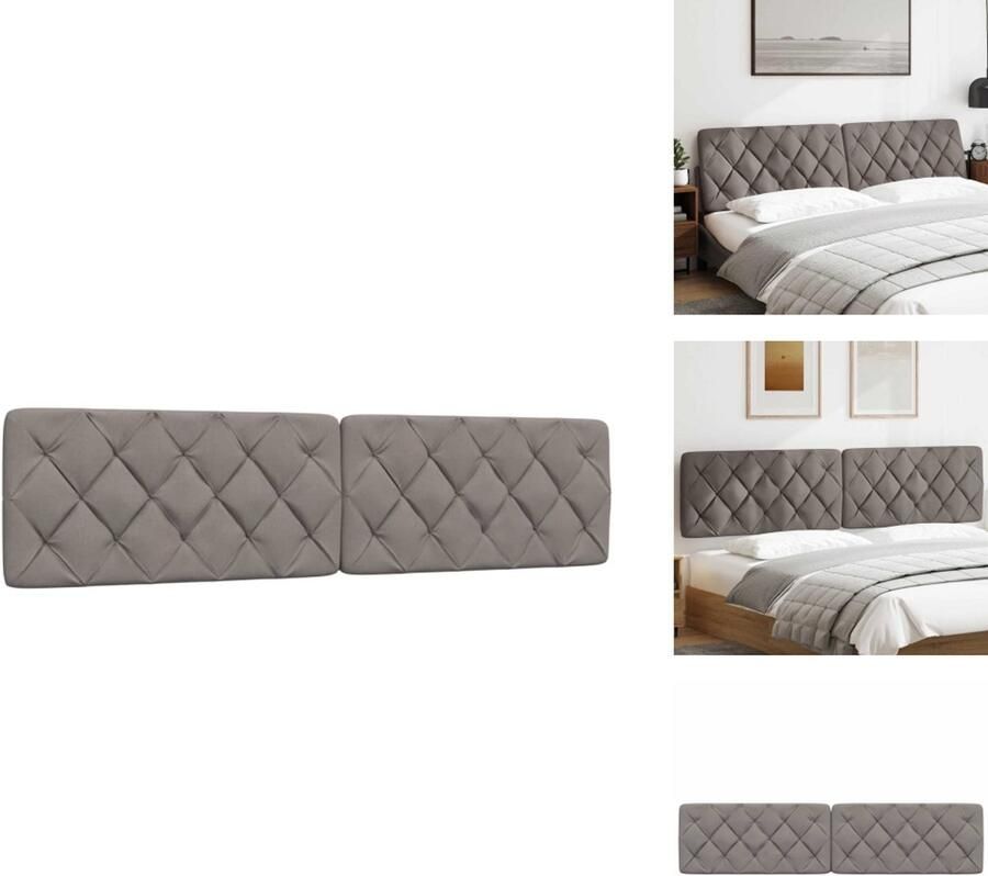 VidaXL Hoofdbordkussen Hoofdbordkussens Hoofdbord Kussen Hoofdeinde Kussen Hoofdbordkussen 200 cm stof taupe