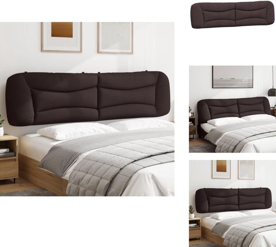 VidaXL Hoofdbordkussen Hoofdbordkussens Hoofdbord Kussen Hoofdeinde Kussen Hoofdbordkussen 200 cm stof donkerbruin - Foto 2