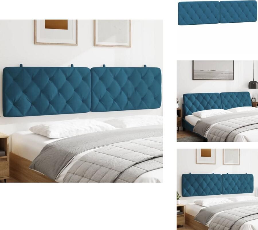 VidaXL Hoofdbordkussen Hoofdbordkussens Hoofdbord Kussen Hoofdeinde Kussen Hoofdbordkussen 200 cm fluweel blauw