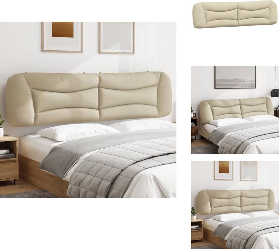 VidaXL Hoofdbordkussen Hoofdbordkussens Hoofdbord Kussen Hoofdeinde Kussen Hoofdbordkussen 200 cm stof crèmekleurig