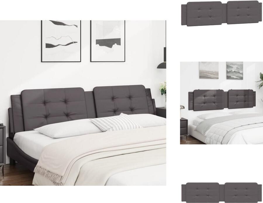 VidaXL Hoofdbordkussen Hoofdbordkussens Hoofdbord Kussen Hoofdeinde Kussen Hoofdbordkussen 200 cm kunstleer grijs - Foto 2