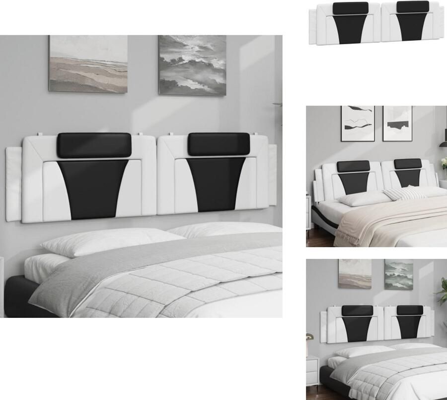 VidaXL Hoofdbordkussen Hoofdbordkussens Hoofdbord Kussen Hoofdeinde Kussen Hoofdbordkussen 200 cm kunstleer wit en zwart