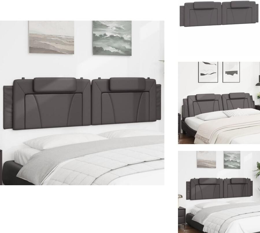 VidaXL Hoofdbordkussen Hoofdbordkussens Hoofdbord Kussen Hoofdeinde Kussen Hoofdbordkussen 200 cm kunstleer grijs