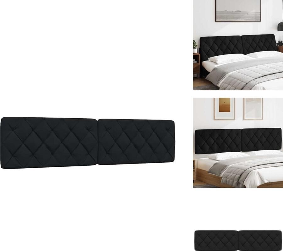 VidaXL Hoofdbordkussen Hoofdbordkussens Hoofdbord Kussen Hoofdeinde Kussen Hoofdbordkussen 200 cm stof zwart