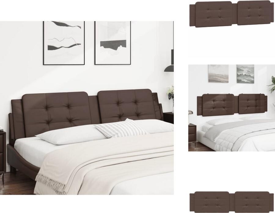 VidaXL Hoofdbordkussen Hoofdbordkussens Hoofdbord Kussen Hoofdeinde Kussen Hoofdbordkussen 200 cm kunstleer bruin - Foto 2