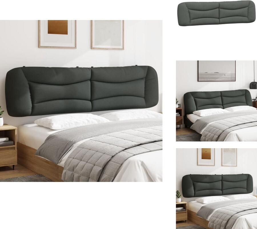 VidaXL Hoofdbordkussen Hoofdbordkussens Hoofdbord Kussen Hoofdeinde Kussen Hoofdbordkussen 200 cm stof donkergrijs