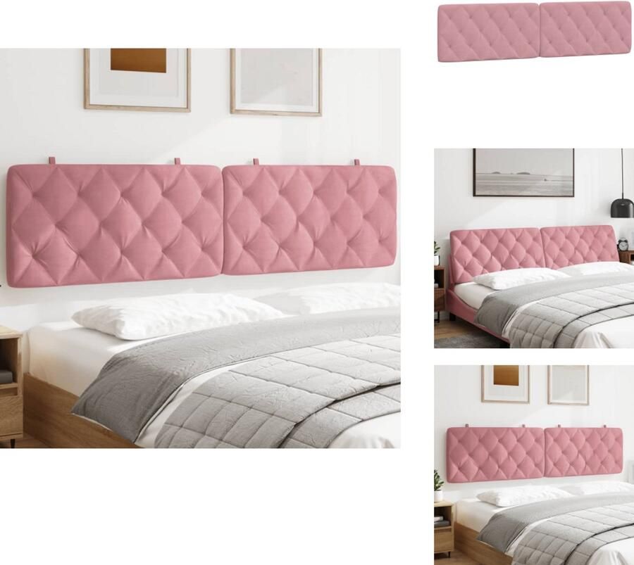 VidaXL Hoofdbordkussen Hoofdbordkussens Hoofdbord Kussen Hoofdeinde Kussen Hoofdbordkussen 200 cm fluweel roze