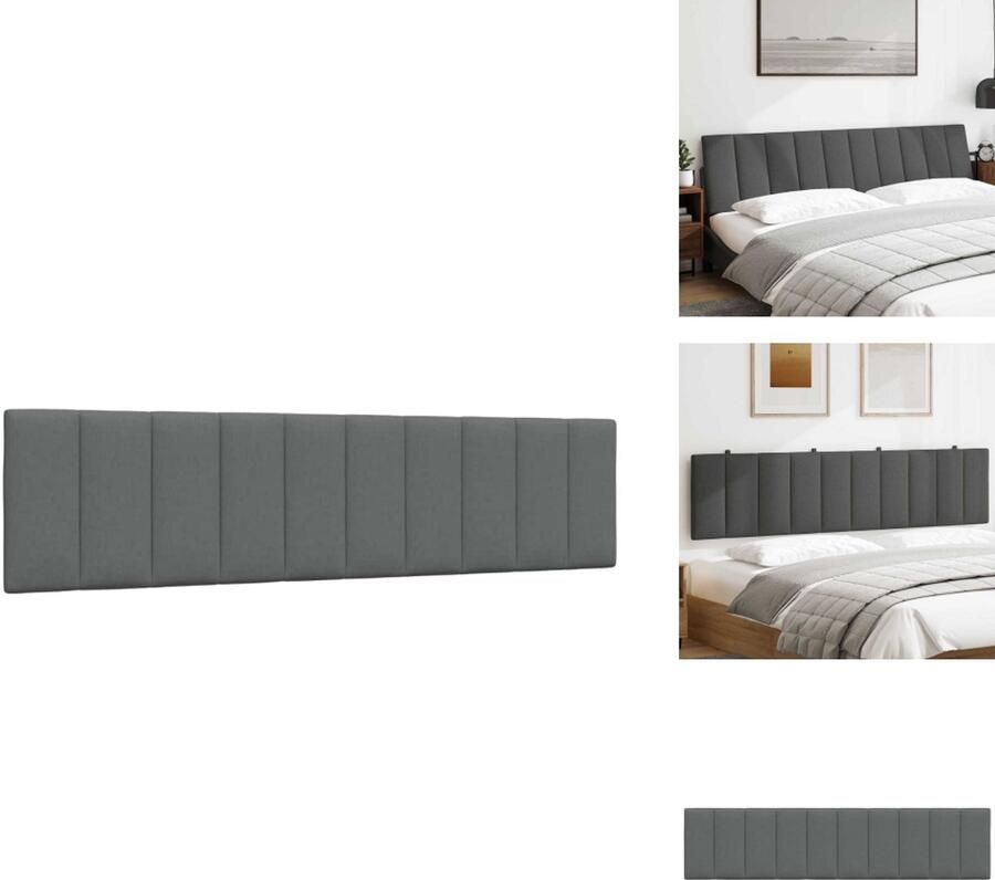 VidaXL Hoofdbordkussen Hoofdbordkussens Hoofdbord Kussen Hoofdeinde Kussen Hoofdbordkussen 200 cm stof donkergrijs