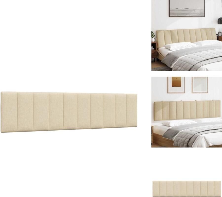 VidaXL Hoofdbordkussen Hoofdbordkussens Hoofdbord Kussen Hoofdeinde Kussen Hoofdbordkussen 200 cm stof crèmekleurig