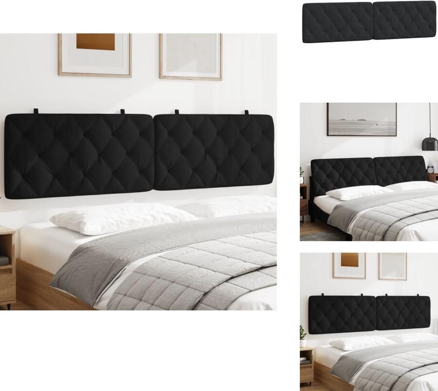 VidaXL Hoofdbordkussen Hoofdbordkussens Hoofdbord Kussen Hoofdeinde Kussen Hoofdbordkussen 200 cm fluweel zwart