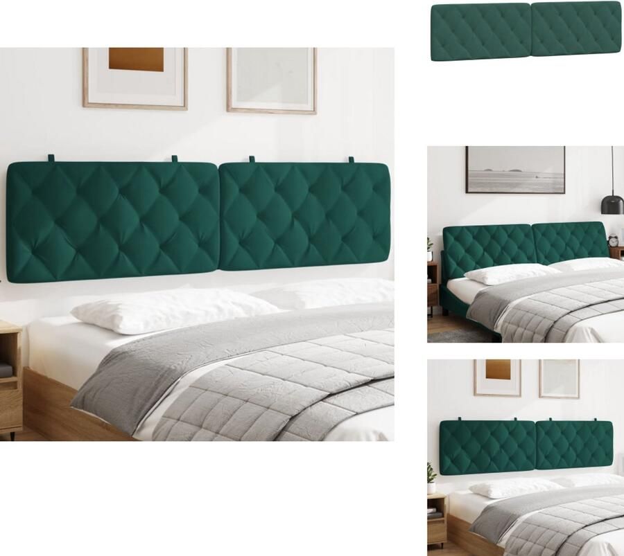 VidaXL Hoofdbordkussen Hoofdbordkussens Hoofdbord Kussen Hoofdeinde Kussen Hoofdbordkussen 200 cm fluweel donkergroen