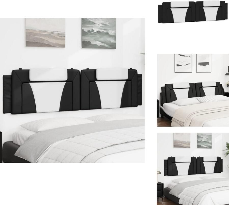 VidaXL Hoofdbordkussen Hoofdbordkussens Hoofdbord Kussen Hoofdeinde Kussen Hoofdbordkussen 200 cm kunstleer zwart en wit