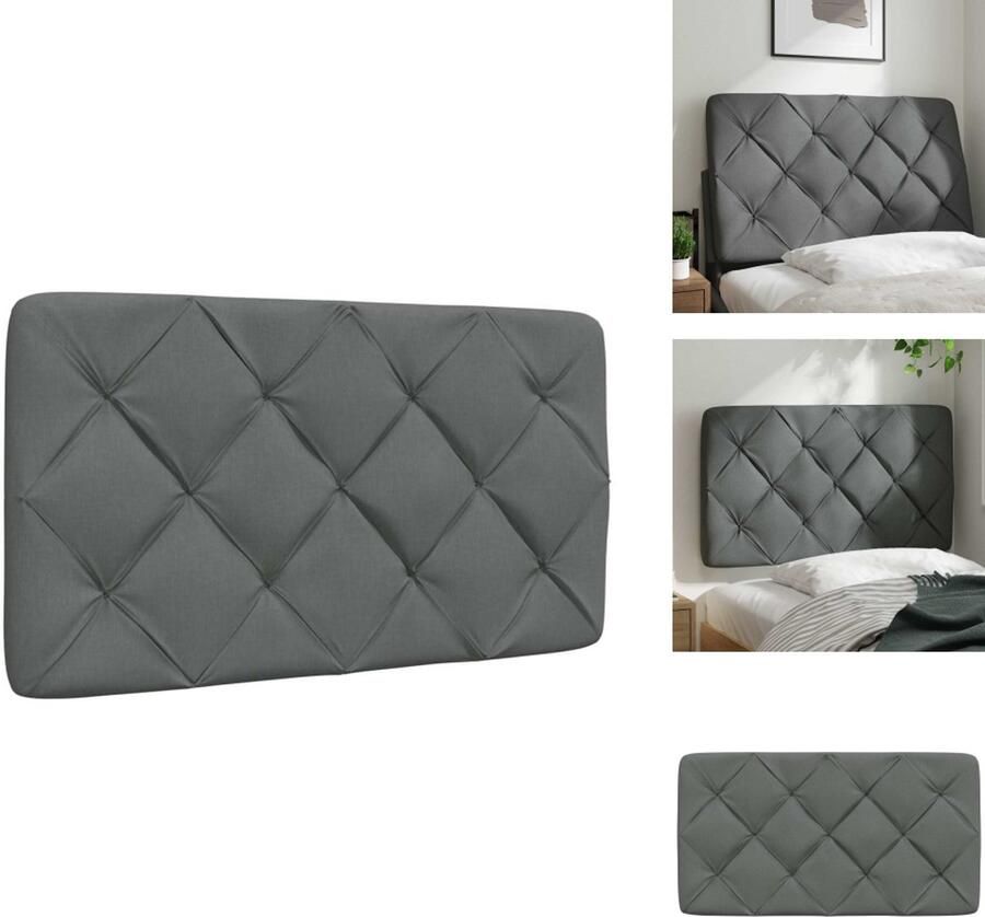 VidaXL Hoofdbordkussen Hoofdbordkussens Hoofdbord Kussen Hoofdeinde Kussen Hoofdbordkussen 80 cm stof donkergrijs - Foto 2