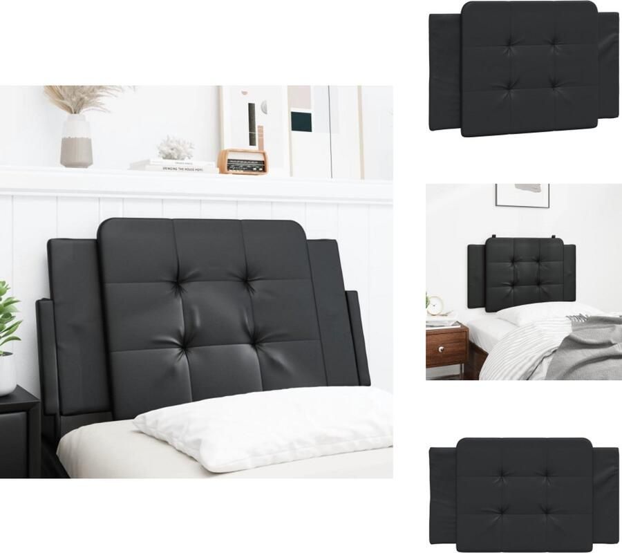 VidaXL Hoofdbordkussen Hoofdbordkussens Hoofdbord Kussen Hoofdeinde Kussen Hoofdbordkussen 80 cm kunstleer zwart - Foto 2