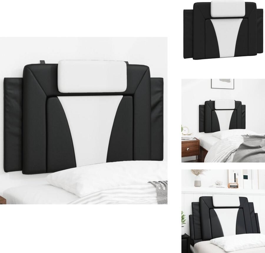 VidaXL Hoofdbordkussen Hoofdbordkussens Hoofdbord Kussen Hoofdeinde Kussen Hoofdbordkussen 80 cm kunstleer zwart en wit