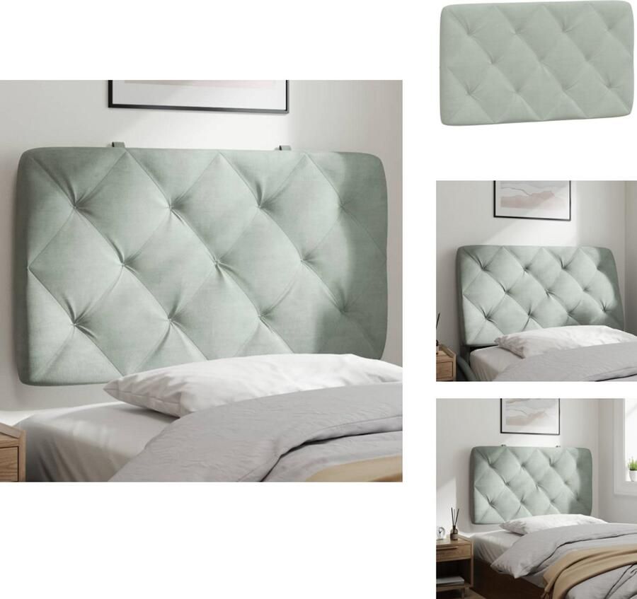 VidaXL Hoofdbordkussen Hoofdbordkussens Hoofdbord Kussen Hoofdeinde Kussen Hoofdbordkussen 80 cm fluweel lichtgrijs