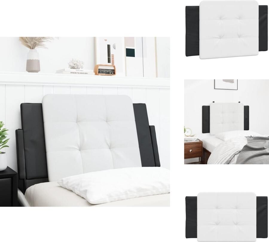 VidaXL Hoofdbordkussen Hoofdbordkussens Hoofdbord Kussen Hoofdeinde Kussen Hoofdbordkussen 80 cm kunstleer wit en zwart